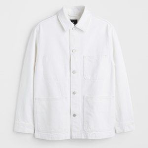 White Cotton Twill Overshirt